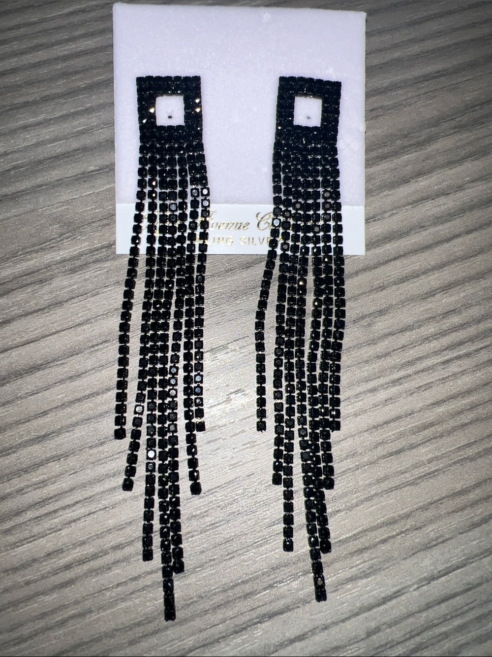 Black Rhinestone Fringe Drop Earrings - Women Jewelry